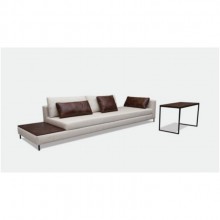 Sof Para Living Com Mesa Lateral Estofado Minimalista